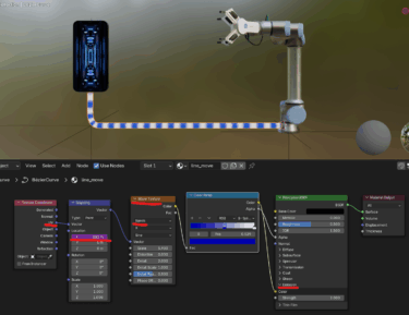 blender でデータ転送っぽいアニメーションを作ってみた。